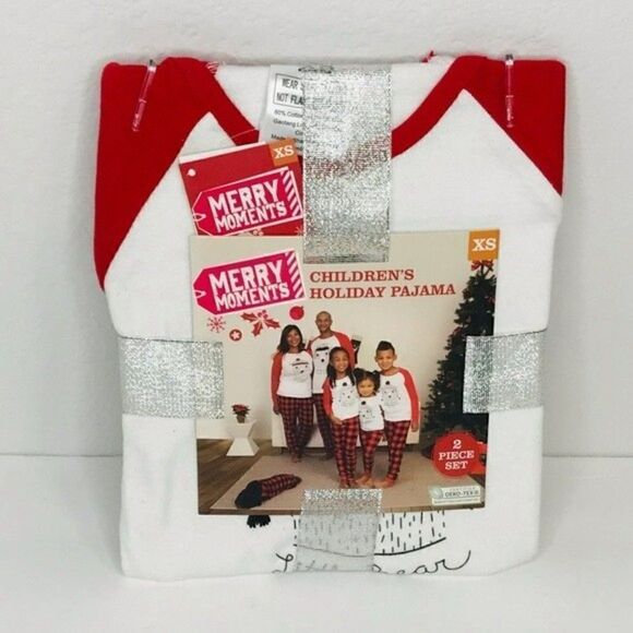 New! Merry Moments Holiday Christmas Little Bear Kid’s Matching Pajamas - Picture 1 of 5
